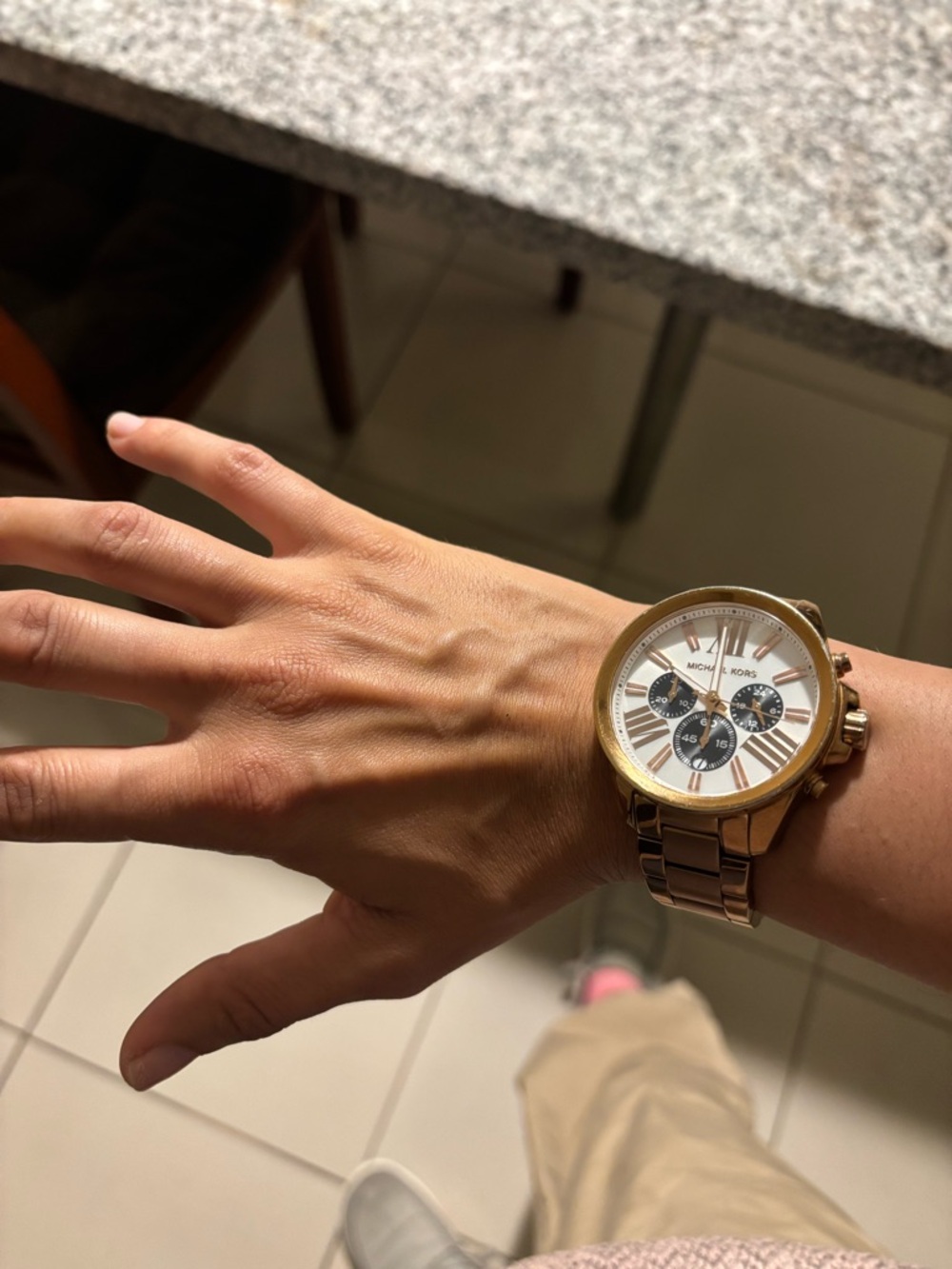 Michael Kors Rose Gold and White Chronograph Bracelet Watch - Picture 2 of 7